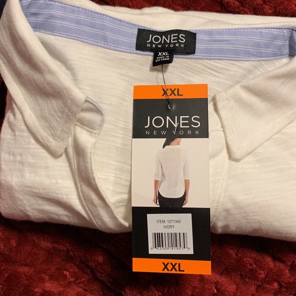 Jones New York misses lite cotton button down top ivory color size XXL - Picture 6 of 6